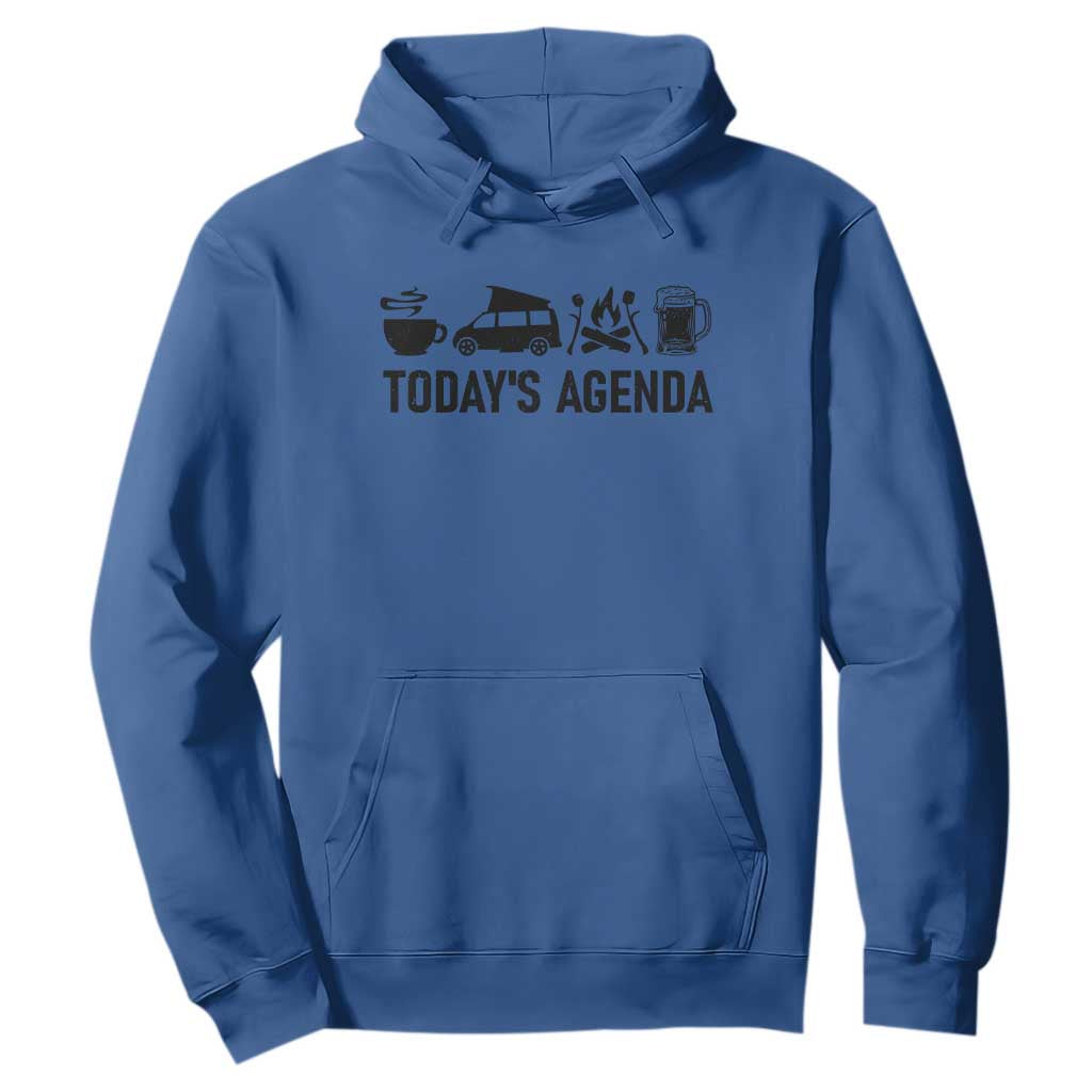 Funny Camping Hoodie Todays Agenda Coffee Van Beer Campfire