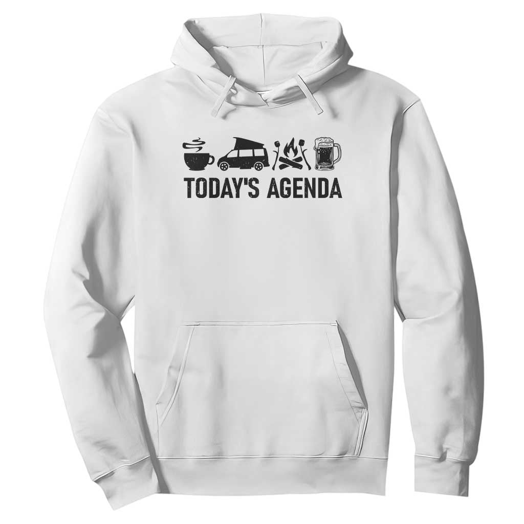 Funny Camping Hoodie Todays Agenda Coffee Van Beer Campfire