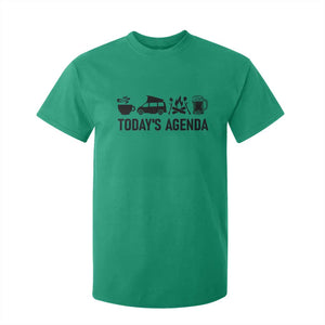 Funny Camping T Shirt For Kid Todays Agenda Coffee Van Beer Campfire