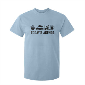 Funny Camping T Shirt For Kid Todays Agenda Coffee Van Beer Campfire