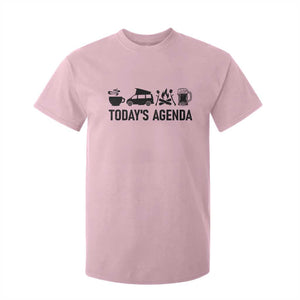 Funny Camping T Shirt For Kid Todays Agenda Coffee Van Beer Campfire