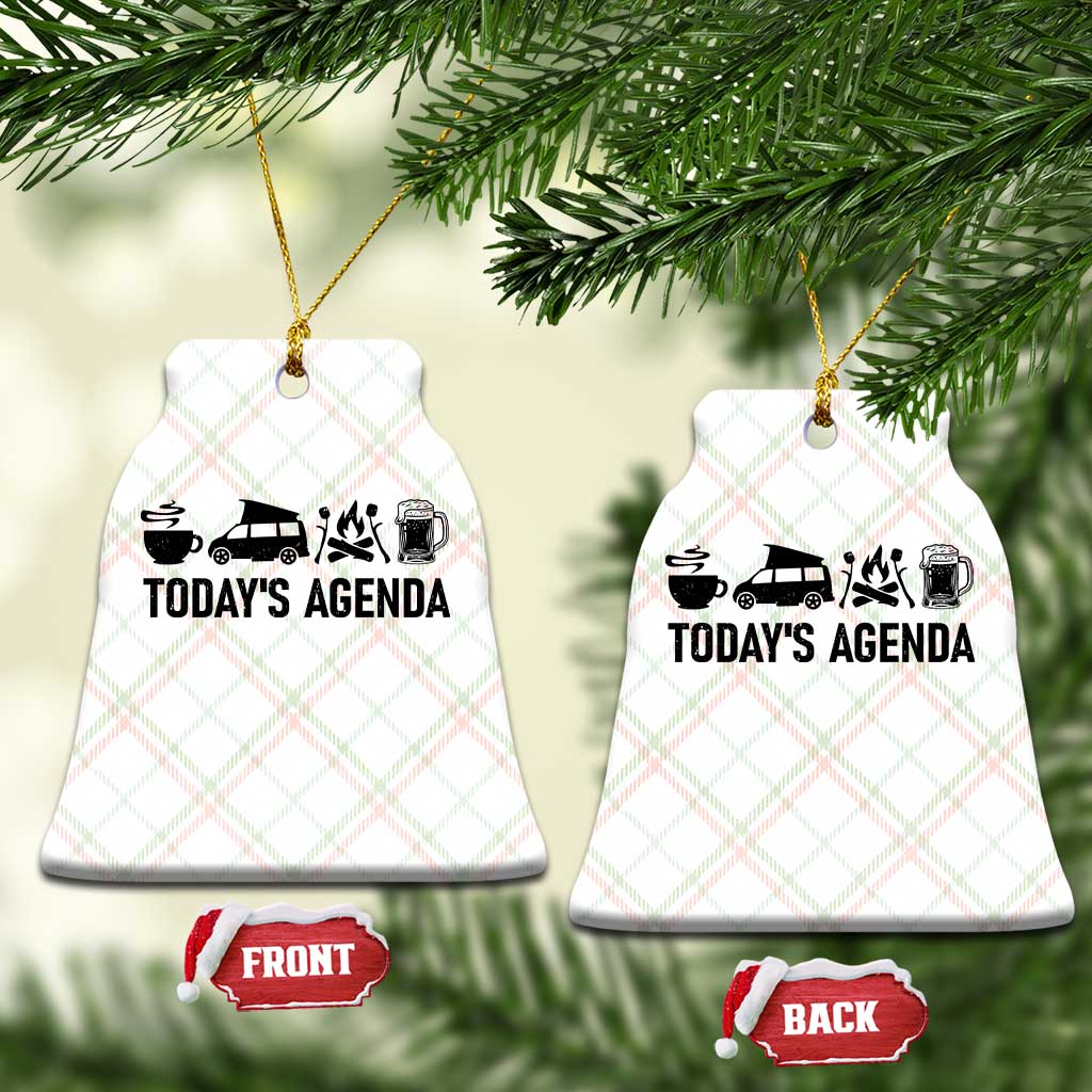 Funny Camping Ceramic Ornament Todays Agenda Coffee Van Beer Campfire