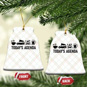 Funny Camping Ceramic Ornament Todays Agenda Coffee Van Beer Campfire