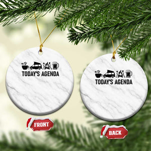 Funny Camping Ceramic Ornament Todays Agenda Coffee Van Beer Campfire