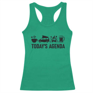 Funny Camping Racerback Tank Top Todays Agenda Coffee Van Beer Campfire