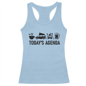 Funny Camping Racerback Tank Top Todays Agenda Coffee Van Beer Campfire