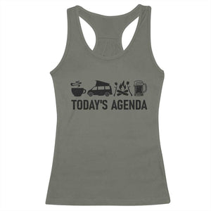 Funny Camping Racerback Tank Top Todays Agenda Coffee Van Beer Campfire