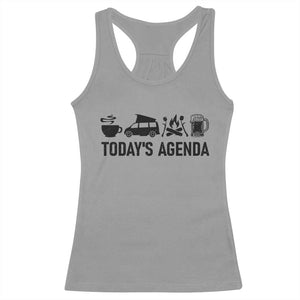 Funny Camping Racerback Tank Top Todays Agenda Coffee Van Beer Campfire