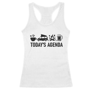 Funny Camping Racerback Tank Top Todays Agenda Coffee Van Beer Campfire