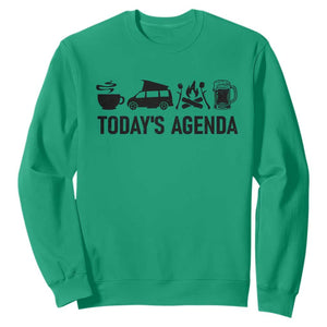 Funny Camping Sweatshirt Todays Agenda Coffee Van Beer Campfire