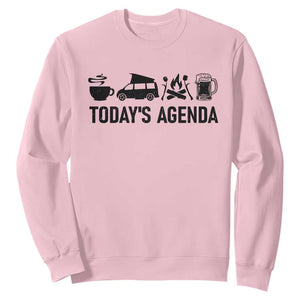 Funny Camping Sweatshirt Todays Agenda Coffee Van Beer Campfire