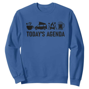 Funny Camping Sweatshirt Todays Agenda Coffee Van Beer Campfire