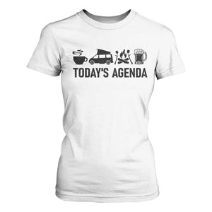 Funny Camping T Shirt For Women Todays Agenda Coffee Van Beer Campfire