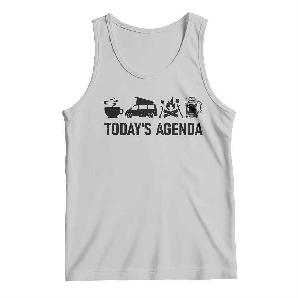 Funny Camping Tank Top Todays Agenda Coffee Van Beer Campfire