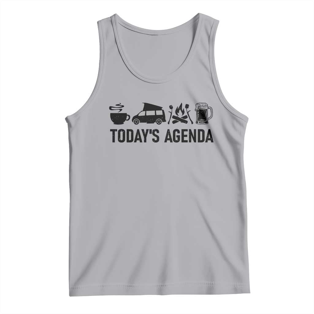 Funny Camping Tank Top Todays Agenda Coffee Van Beer Campfire