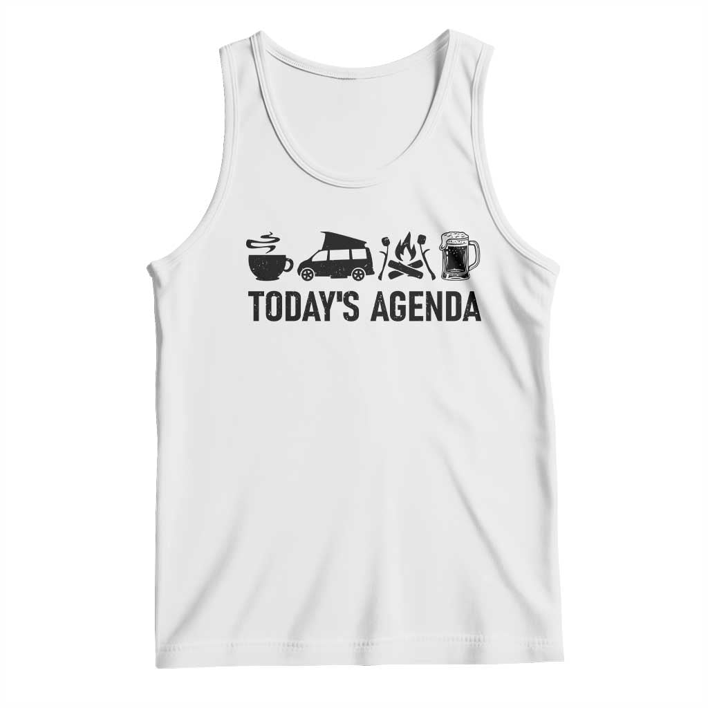 Funny Camping Tank Top Todays Agenda Coffee Van Beer Campfire