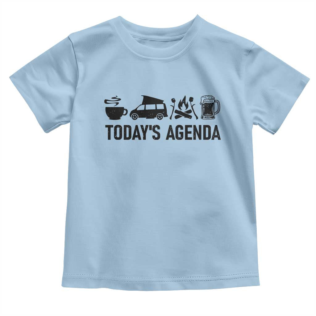 Funny Camping Toddler T Shirt Todays Agenda Coffee Van Beer Campfire