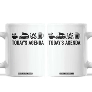 Funny Camping Coffee Mug Todays Agenda Coffee Van Beer Campfire