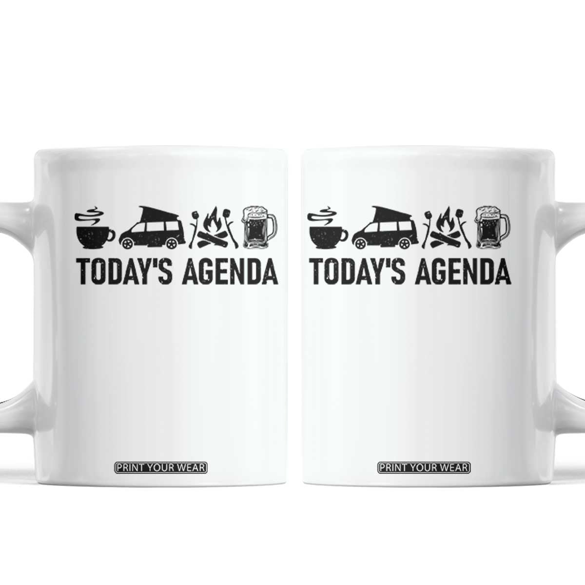 Funny Camping Coffee Mug Todays Agenda Coffee Van Beer Campfire