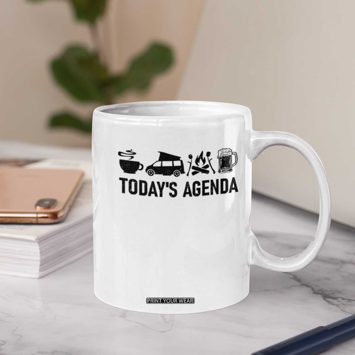 Funny Camping Coffee Mug Todays Agenda Coffee Van Beer Campfire