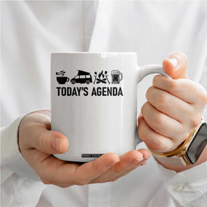 Funny Camping Coffee Mug Todays Agenda Coffee Van Beer Campfire
