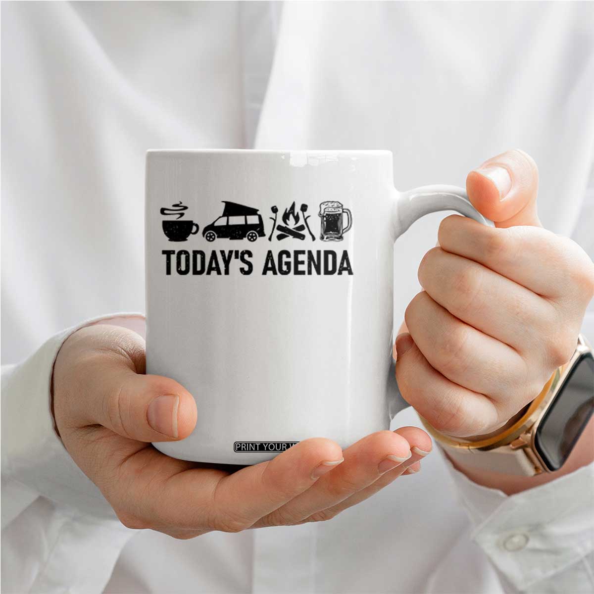 Funny Camping Coffee Mug Todays Agenda Coffee Van Beer Campfire