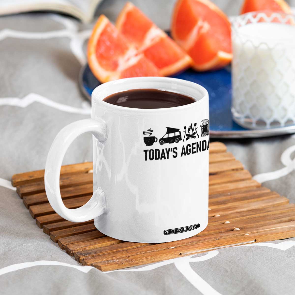 Funny Camping Coffee Mug Todays Agenda Coffee Van Beer Campfire
