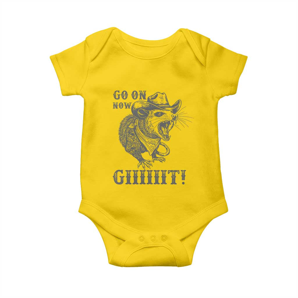 Funny Cowboy Opossum Baby Onesie Go On Now Git Western Country Opossum TS11 Daisy Print Your Wear