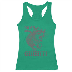 Funny Cowboy Opossum Racerback Tank Top Go On Now Git Western Country Opossum TS11 Irish Green Print Your Wear
