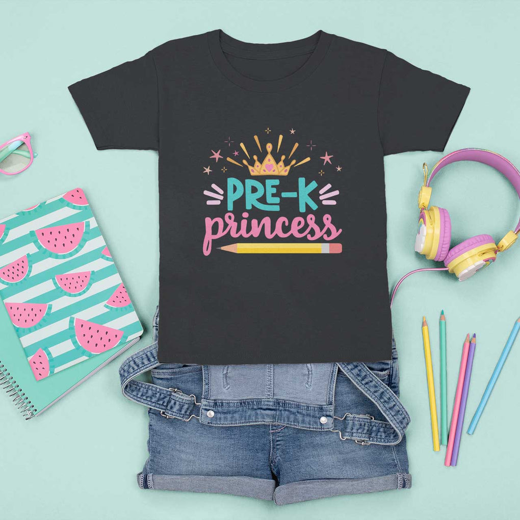 Back To School T Shirt For Kid Pre-K Princess Lovely Yellow Crown Pencil Cute Star TS11 Black Print Your Wear