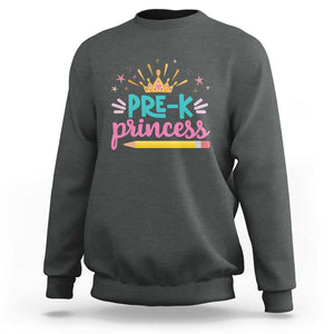 Back To School Sweatshirt Pre-K Princess Lovely Yellow Crown Pencil Cute Star TS11 Dark Heather Print Your Wear