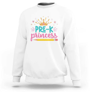 Back To School Sweatshirt Pre-K Princess Lovely Yellow Crown Pencil Cute Star TS11 White Print Your Wear