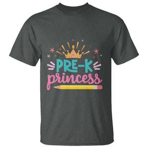 Back To School T Shirt Pre-K Princess Lovely Yellow Crown Pencil Cute Star TS11 Dark Heather Print Your Wear