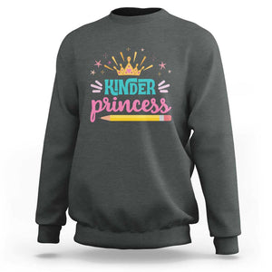 Back To School Sweatshirt Kinder Princess Lovely Yellow Crown Pencil Cute Star TS11 Dark Heather Print Your Wear