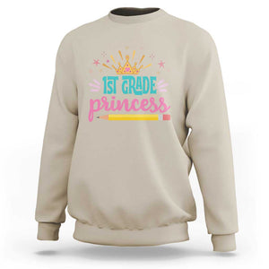 Back To School Sweatshirt 1ST Grade Princess Lovely Yellow Crown Pencil Cute Star TS11 Sand Print Your Wear