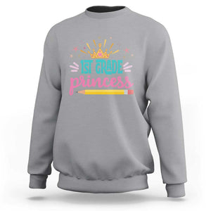 Back To School Sweatshirt 1ST Grade Princess Lovely Yellow Crown Pencil Cute Star TS11 Sport Gray Print Your Wear