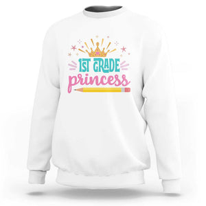 Back To School Sweatshirt 1ST Grade Princess Lovely Yellow Crown Pencil Cute Star TS11 White Print Your Wear