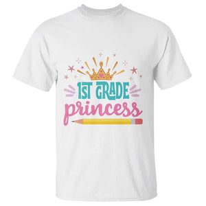 Back To School T Shirt 1ST Grade Princess Lovely Yellow Crown Pencil Cute Star TS11 White Print Your Wear