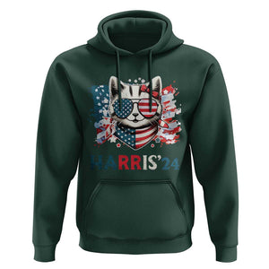 Harris'24 Hoodie Childless Cat Lady American Flag Sunglasses TS11 Dark Forest Green Print Your Wear