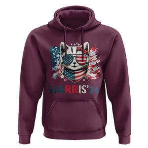 Harris'24 Hoodie Childless Cat Lady American Flag Sunglasses TS11 Maroon Print Your Wear