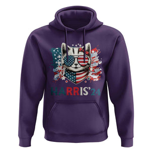 Harris'24 Hoodie Childless Cat Lady American Flag Sunglasses TS11 Purple Print Your Wear