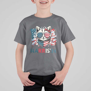 Harris'24 T Shirt For Kid Childless Cat Lady American Flag Sunglasses TS11 Charcoal Print Your Wear