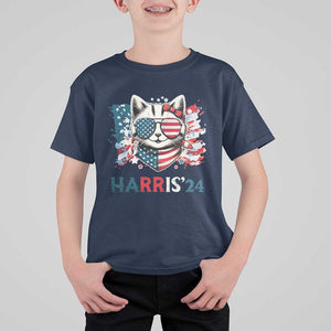 Harris'24 T Shirt For Kid Childless Cat Lady American Flag Sunglasses TS11 Navy Print Your Wear