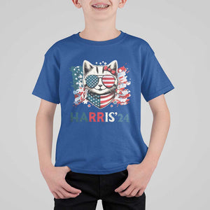 Harris'24 T Shirt For Kid Childless Cat Lady American Flag Sunglasses TS11 Royal Blue Print Your Wear