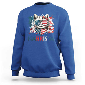 Harris'24 Sweatshirt Childless Cat Lady American Flag Sunglasses TS11 Royal Blue Print Your Wear