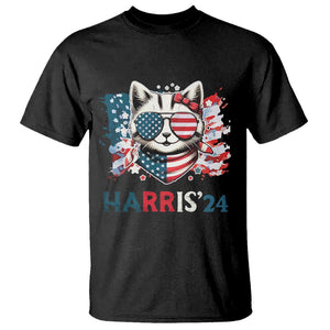 Harris'24 T Shirt Childless Cat Lady American Flag Sunglasses TS11 Black Print Your Wear