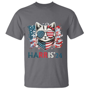 Harris'24 T Shirt Childless Cat Lady American Flag Sunglasses TS11 Charcoal Print Your Wear