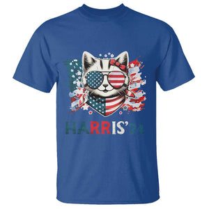 Harris'24 T Shirt Childless Cat Lady American Flag Sunglasses TS11 Royal Blue Print Your Wear