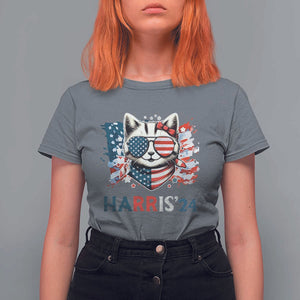 Harris'24 T Shirt For Women Childless Cat Lady American Flag Sunglasses TS11 Charcoal Print Your Wear