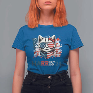 Harris'24 T Shirt For Women Childless Cat Lady American Flag Sunglasses TS11 Royal Blue Print Your Wear